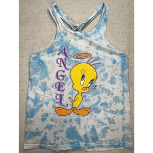 Tweety Bird Warner Bros Looney Tunes Tie Dye Angel Tank Top Long Tunic Vintage